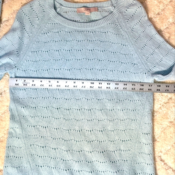 Loft Seafoam Green Knit Pullover Sweater, M - Picture 4 of 7